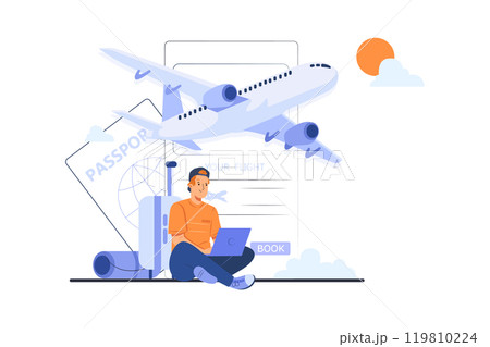 Man Doing Online Flight Booking 119810224