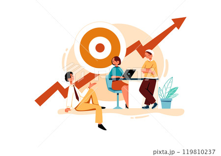 Business Team Working On Marketing Goals 119810237