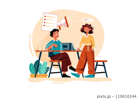 Male And Female Employee Doing Planning For Digital marketing 119810244