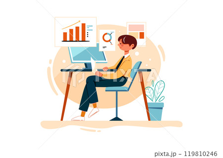 Business Person Working On Marketing Report 119810246