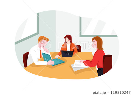 Business Team Working On Project 119810247