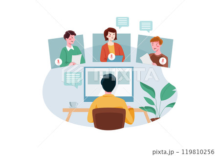Employees Attending Online Meeting 119810256