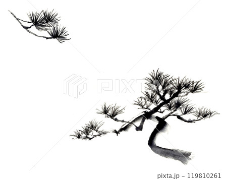 松の木の水墨画 119810261