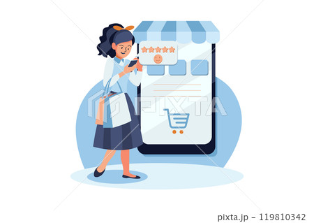 Online feedback by giving an emoticon of smile for satisfied review 119810342