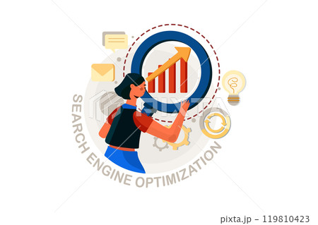 Search Engine Optimization Vector Illustration concept. Flat illustration isolated on white background. Search Engine Optimization Vector Illustration concept. Flat illustration isolated on white background. 119810423