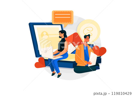 Social Media Strategy Vector Illustration concept. Flat illustration isolated on white background Social Media Strategy Vector Illustration concept. Flat illustration isolated on white background 119810429