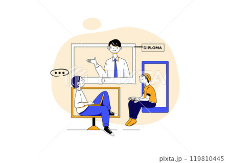 Students Attending Online Classes 119810445