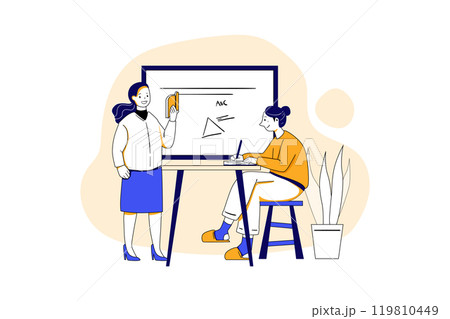 Female Teacher Teaching Her Student Female Teacher Teaching Her Student 119810449
