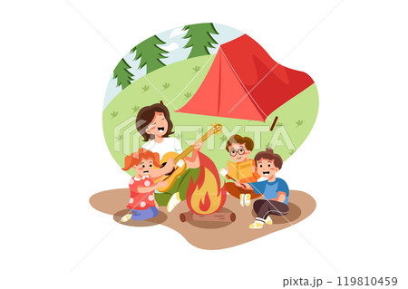 Kids Enjoying Picnic 119810459