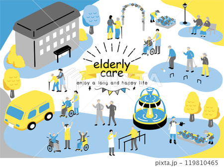 老人ホームの生活楽しむ人達 老人ホームの生活楽しむ人達 119810465