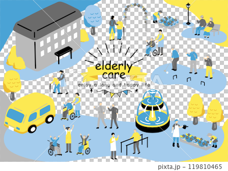 老人ホームの生活楽しむ人達 老人ホームの生活楽しむ人達 119810465