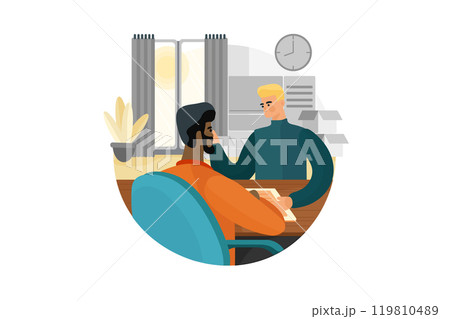 Human Resources Manager Conducting Job Interview 119810489