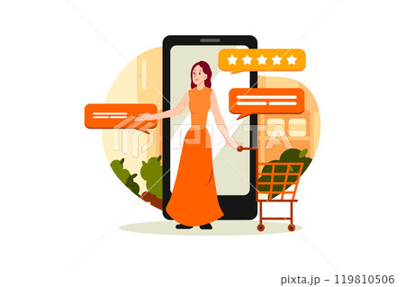 Women Giving Shopping Review Online Women Giving Shopping Review Online 119810506