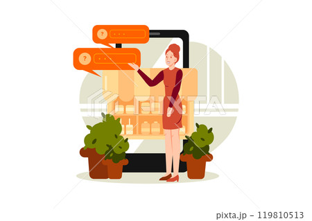 Give Us Review Illustration. Flat illustration of asking for online reviews for the concept of customer feedback 119810513