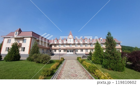 Hotel building in the garden 119810602