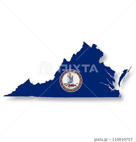 Virginia State flag map Illustration with clipping path Virginia State flag map Illustration with clipping path 119810757