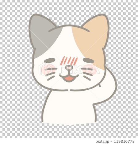 Illustration of a shy calico cat Illustration of a shy calico cat 119810778