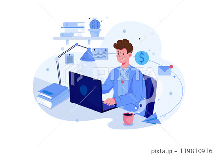 Businesswoman working on a laptop Businesswoman working on a laptop 119810916