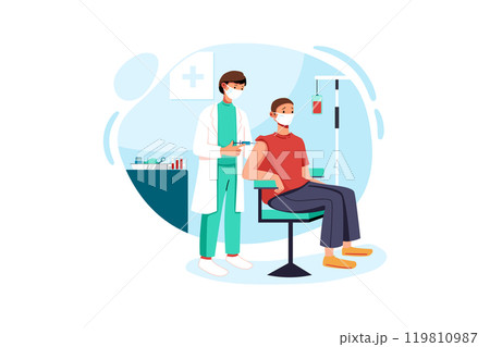 Doctors are vaccinating male patients 119810987