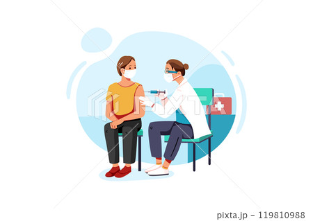 Man with face mask getting vaccinated Man with face mask getting vaccinated 119810988