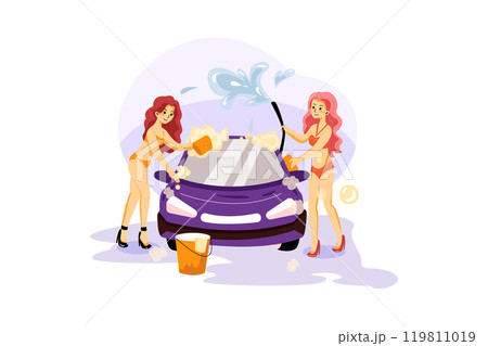 Bikini Car Washのイラスト素材 [119811019] - PIXTA
