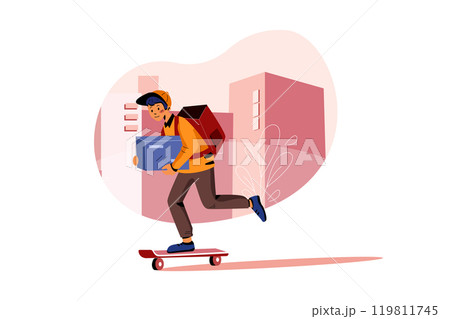 Delivery on skateboard Illustration Delivery on skateboard Illustration 119811745