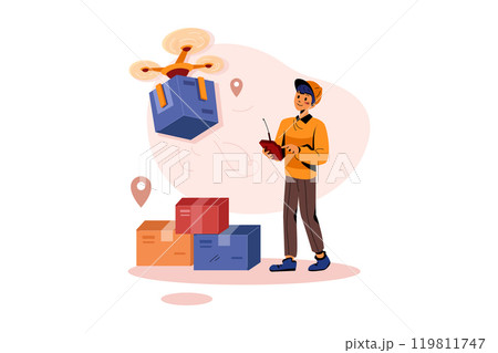 Drone delivery Illustration 119811747