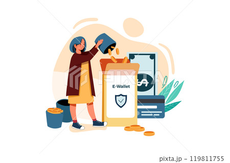 Secure money transfer Illustration Secure money transfer Illustration 119811755