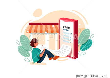 Online Transaction report Illustration 119811758
