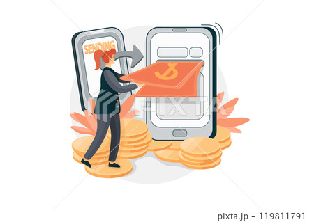 Online money transfer Illustration Online money transfer Illustration 119811791