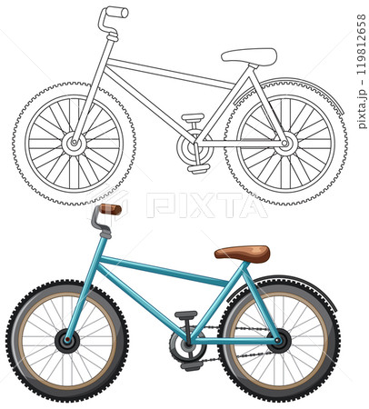 Colorful and Outline Bicycle Illustration Colorful and Outline Bicycle Illustration 119812658