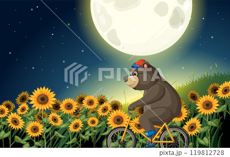Bear Cycling Under the Moonlight 119812728