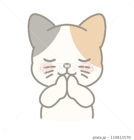 手を合わせる三毛猫のイラスト 手を合わせる三毛猫のイラスト 119813570