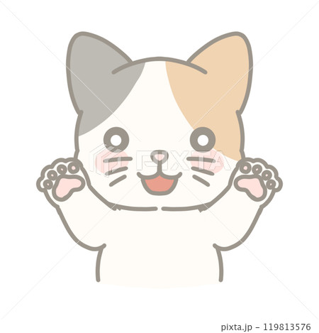 ばあする三毛猫のイラスト ばあする三毛猫のイラスト 119813576