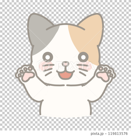 ばあする三毛猫のイラスト ばあする三毛猫のイラスト 119813576