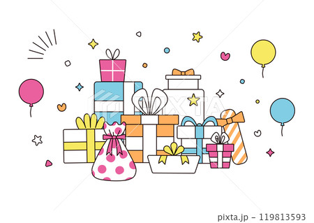 シンプルでかわいいお祝いイラスト素材 シンプルでかわいいお祝いイラスト素材 119813593