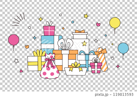 シンプルでかわいいお祝いイラスト素材 シンプルでかわいいお祝いイラスト素材 119813593