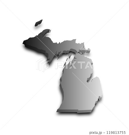 3d Map of Michigan state with color. United State of America, US, United State 3d Map of Michigan state with color. United State of America, US, United State 119813755