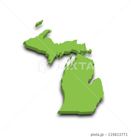 3d Map of Michigan state with color. United State of America, US, United State 3d Map of Michigan state with color. United State of America, US, United State 119813771