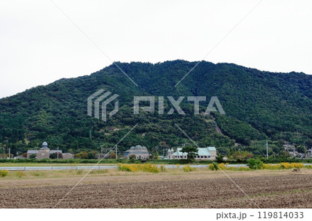 近江八幡市の風景 繖山と麓の建物 近江八幡市の風景 繖山と麓の建物 119814033
