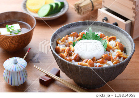 なめこ丼 （ なめこととろろのネバネバ丼 ） 119814058