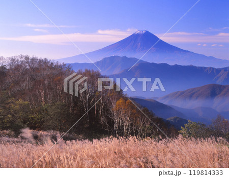 大蔵高丸標高1781メートルより晩秋の富士山 大蔵高丸標高1781メートルより晩秋の富士山 119814333