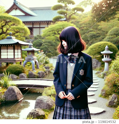 古都を見る制服の女子高生 古都を見る制服の女子高生 119814532