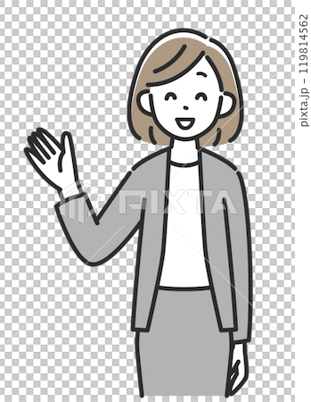 穿著西裝的女商人微笑著求婚 穿著西裝的女商人微笑著求婚 119814562