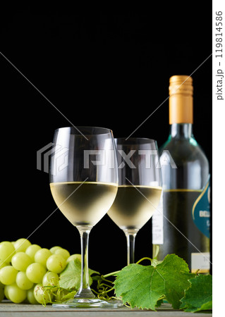 グラスに注いだ白ワイン 119814586