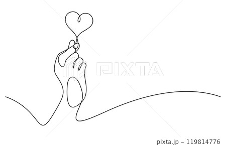 finger heart hand sign gesture one line continuous minimalist 119814776