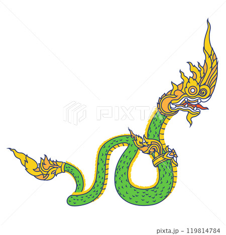Naga,phaya nak big ancient snake flat illustration Naga,phaya nak big ancient snake flat illustration 119814784