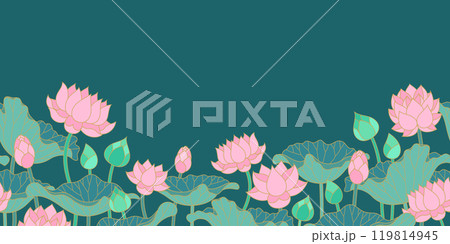 lotus flowers and leaves blossom scenic seamless background 119814945