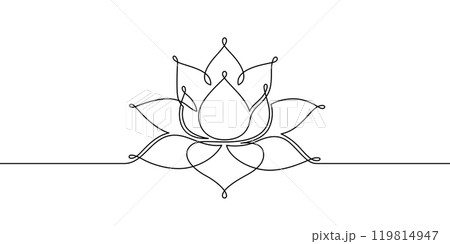lotus line art continuous line drawing illustration minimalist art 119814947