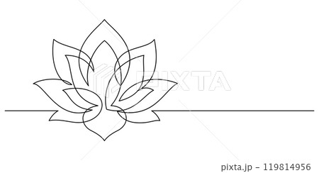 lotus blooming minimalist art one line continuous 119814956